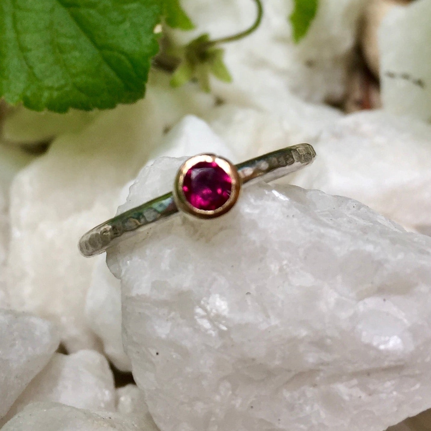 Kali Ring | Pink Rhodolite Garnet with 9ct Gold - UK/AU Size O1/2