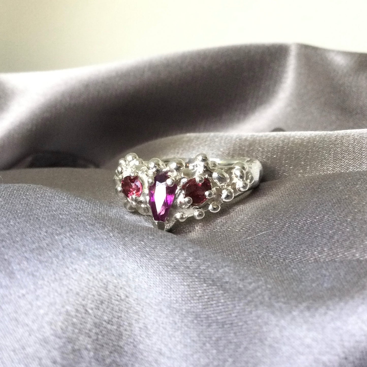 Sterling silver gemstone bubble ring