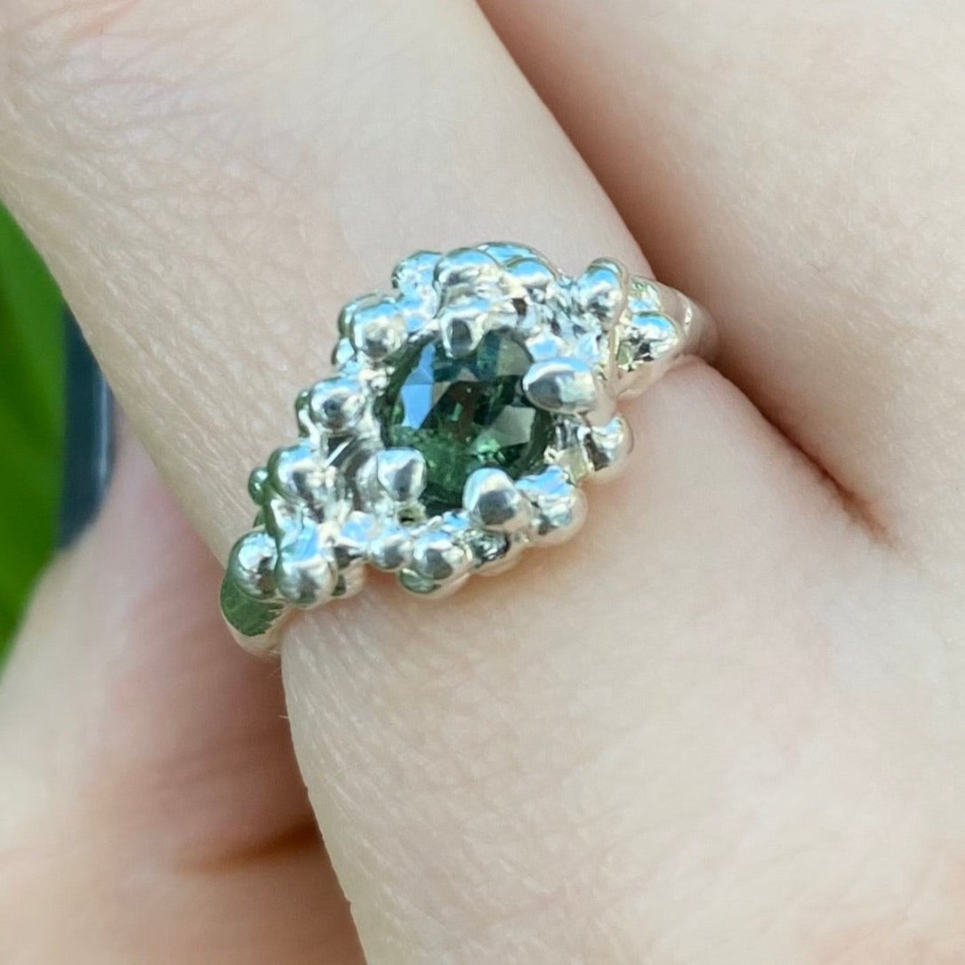 Green tourmaline ring | Merlin ring UK/AU Size N1/2