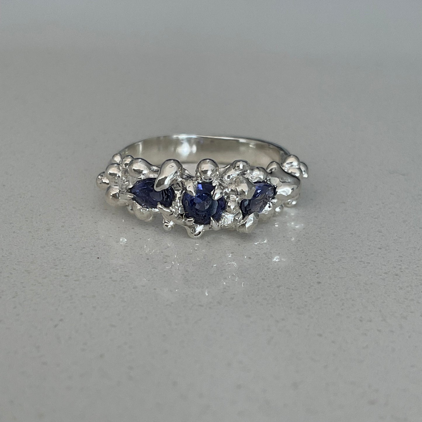 Marnie Ring| Blue Iolite Bubble Ring Size O