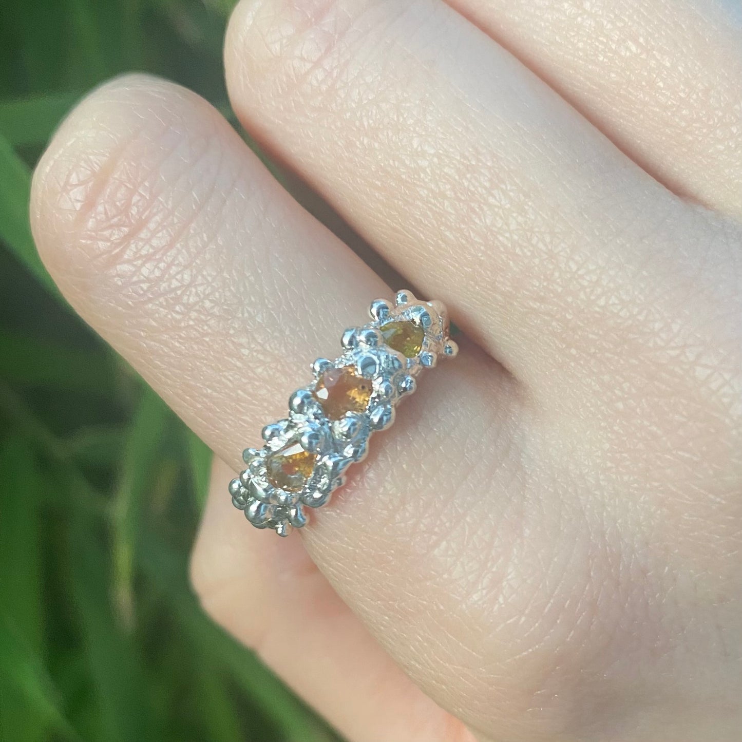 Coral Ring| Organic Sapphire Ring Size N