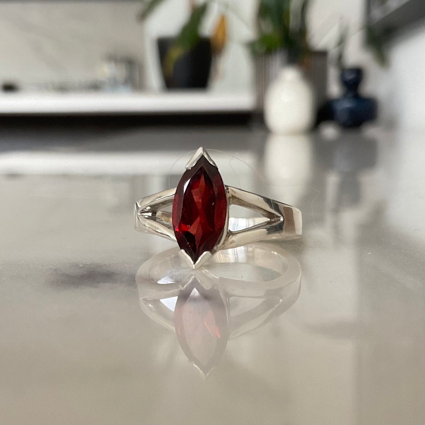 Suiko Ring | Red Marquise Garnet - UK/AU Size N