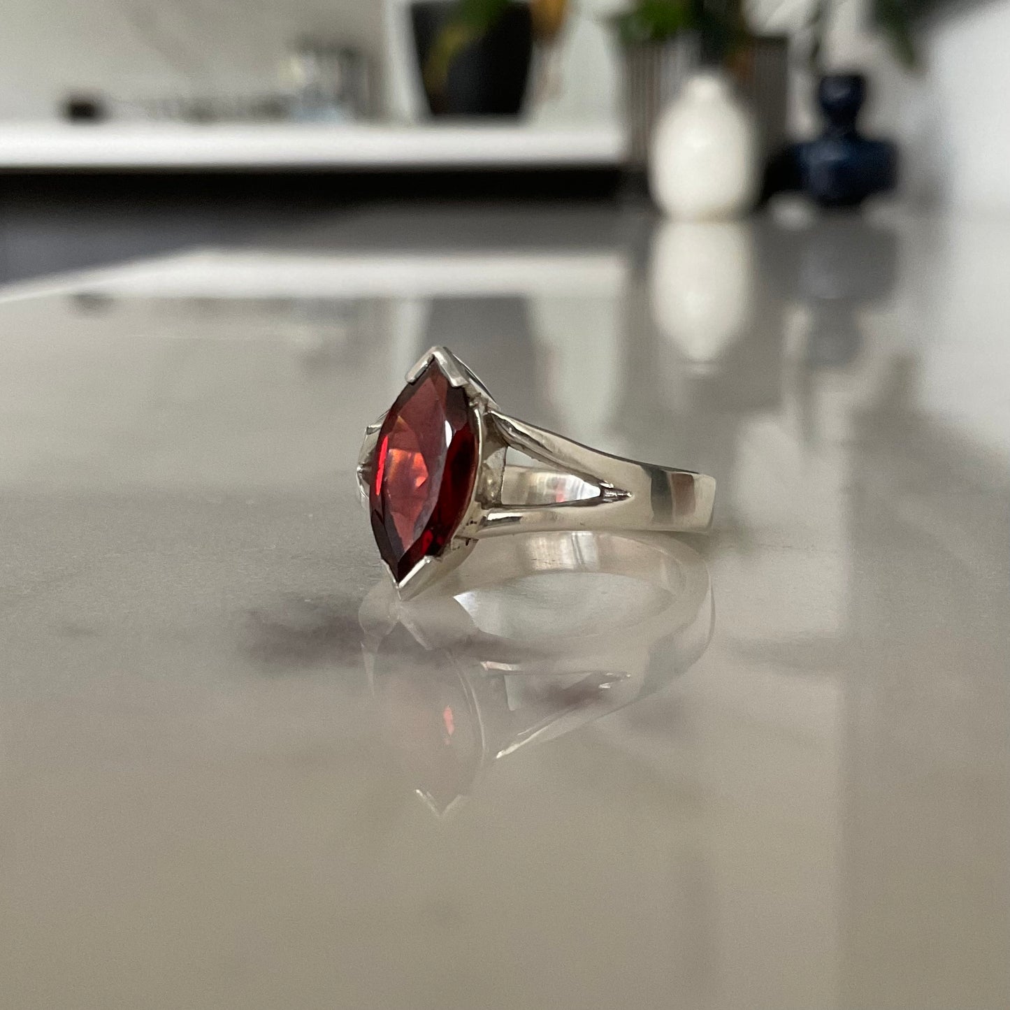 Suiko Ring | Red Marquise Garnet - UK/AU Size N
