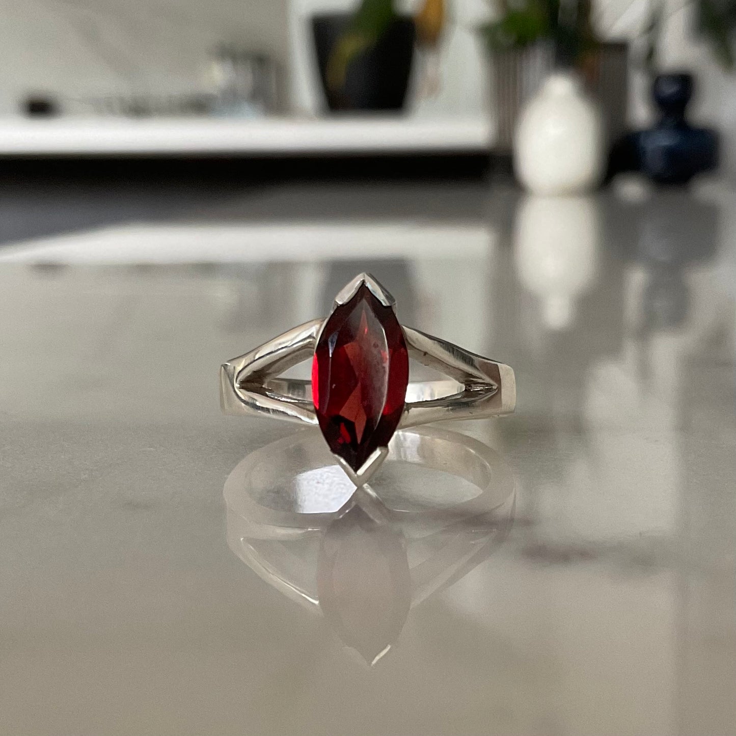 Suiko Ring | Red Marquise Garnet - UK/AU Size N