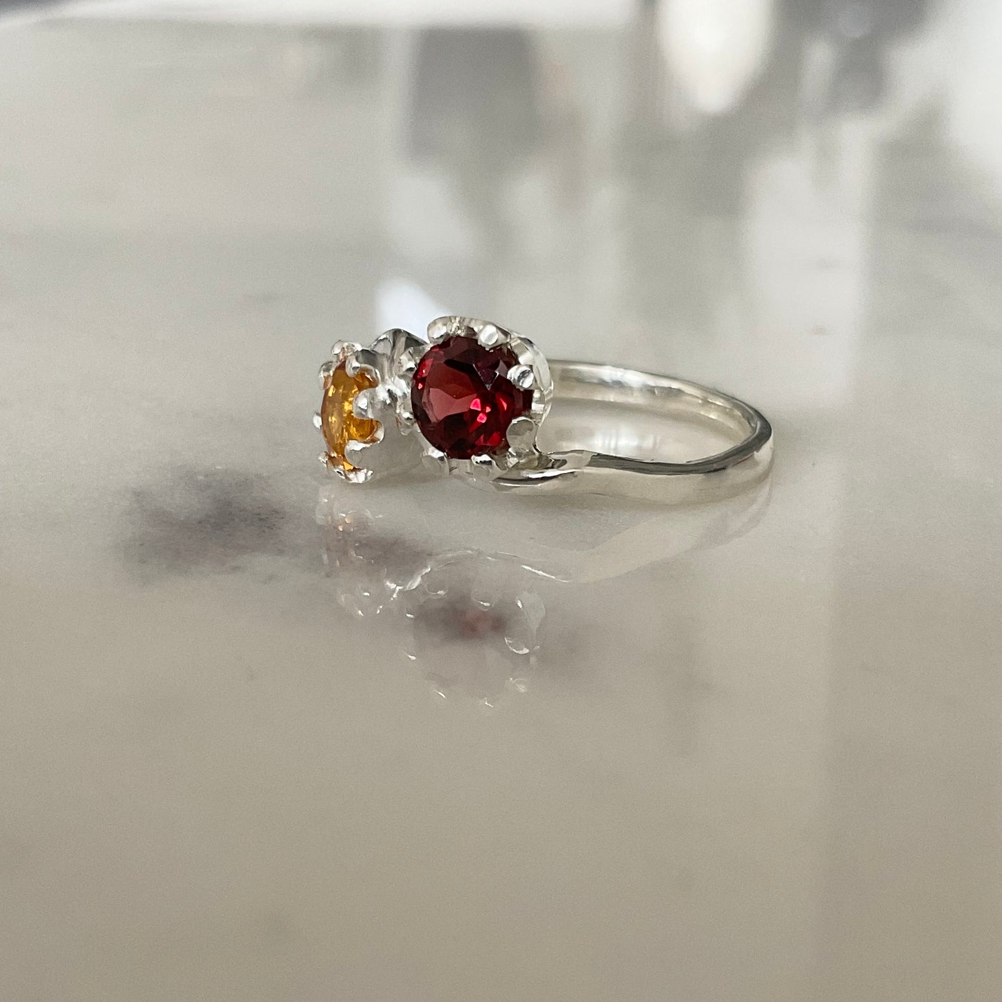 Toi et moi | Garnet Citrine Ring Size M