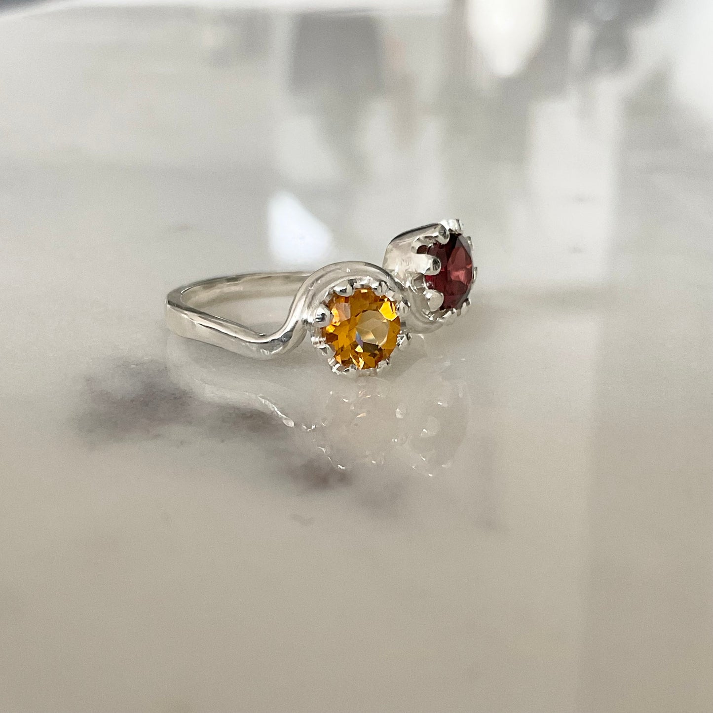 Toi et moi | Garnet Citrine Ring Size M