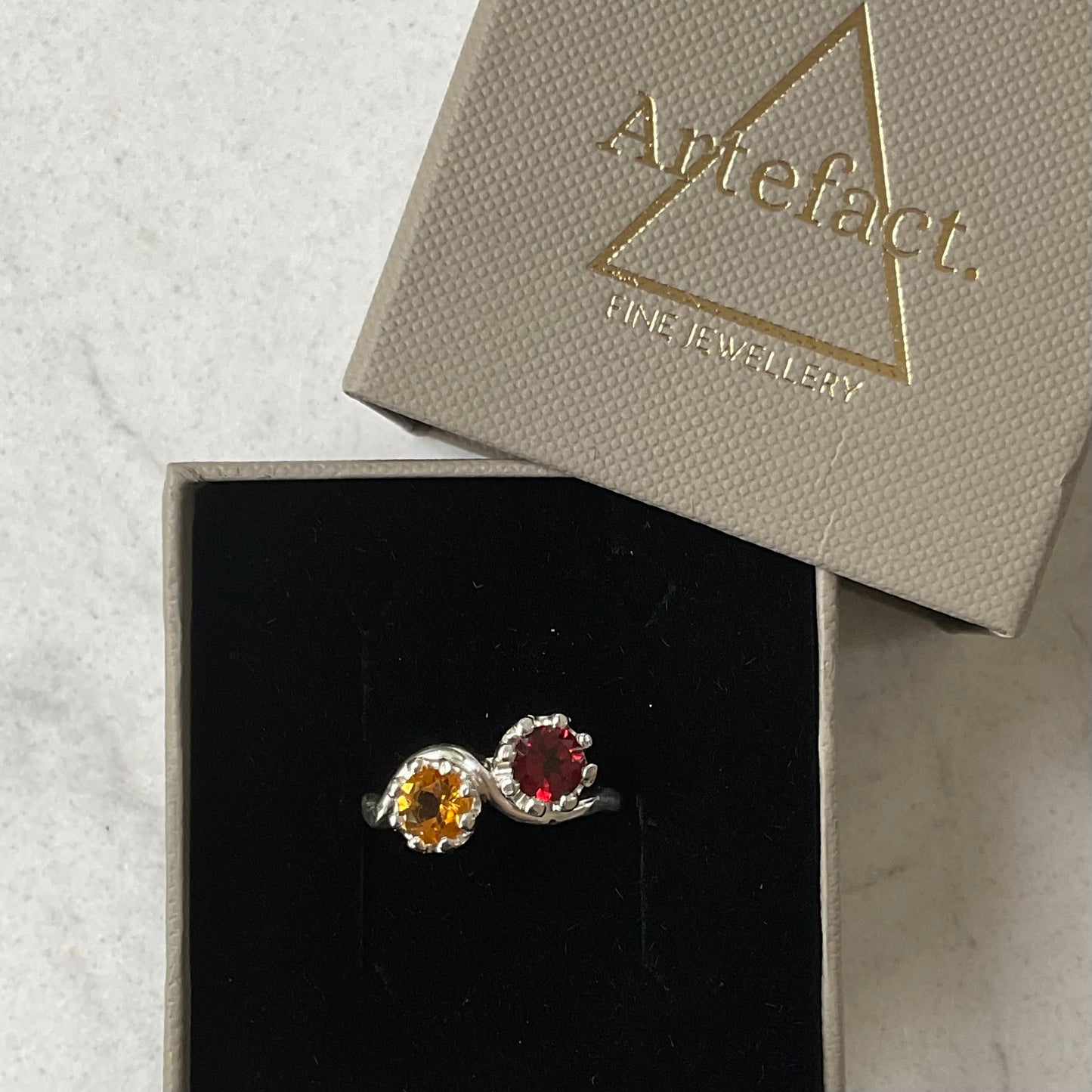 Toi et moi | Garnet Citrine Ring Size M