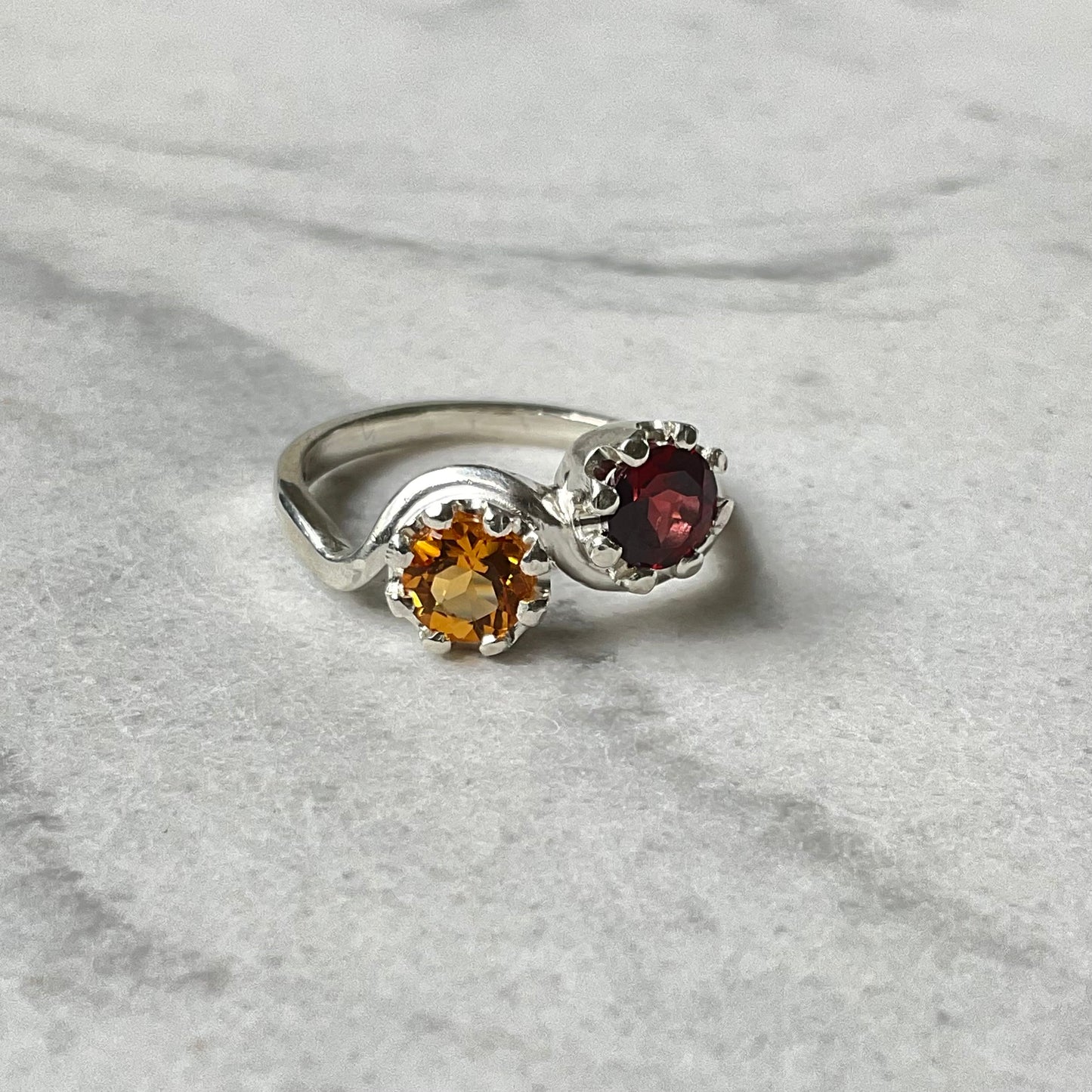 Toi et moi | Garnet Citrine Ring Size M