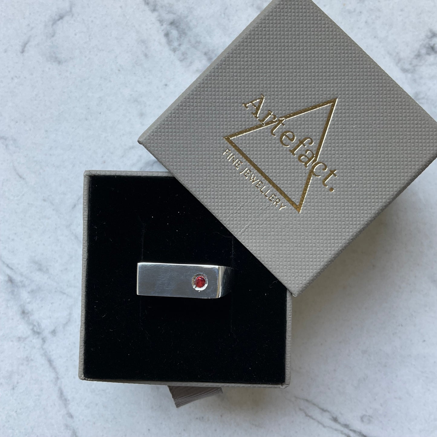 Zeus Ring | Silver sapphire signet ring - UK/AU Size O