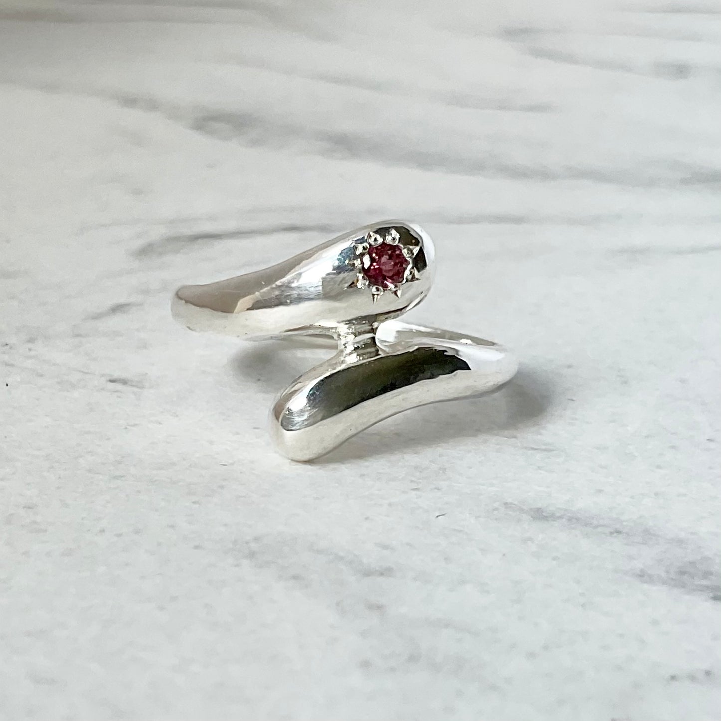 Peony ring | Pink garnet ring Size P