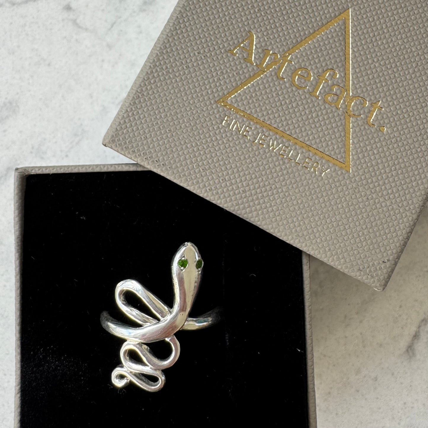 Snake ring | Silver gemstone snake ring Size P1/2