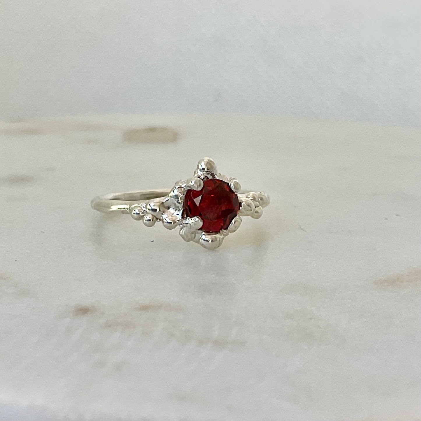 Bubble garnet ring
