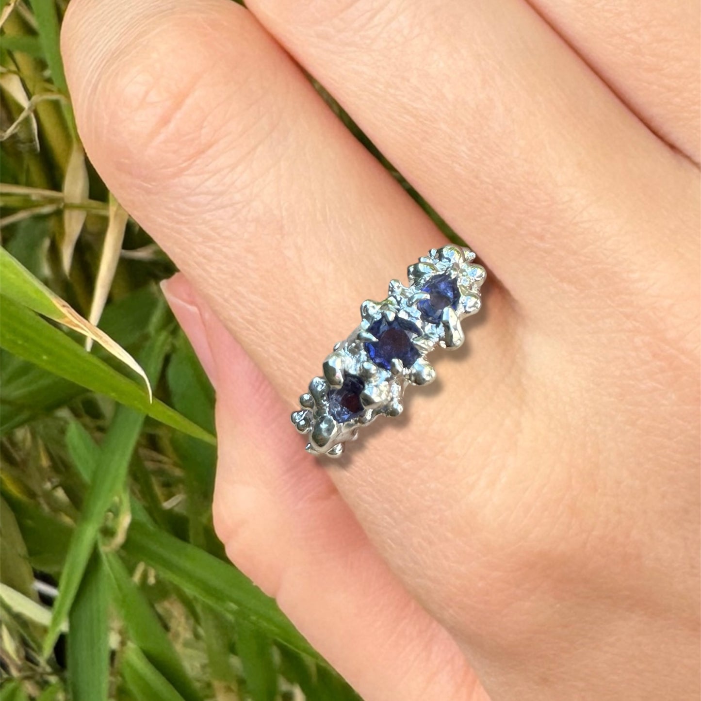 Marnie Ring| Blue Iolite Bubble Ring Size O