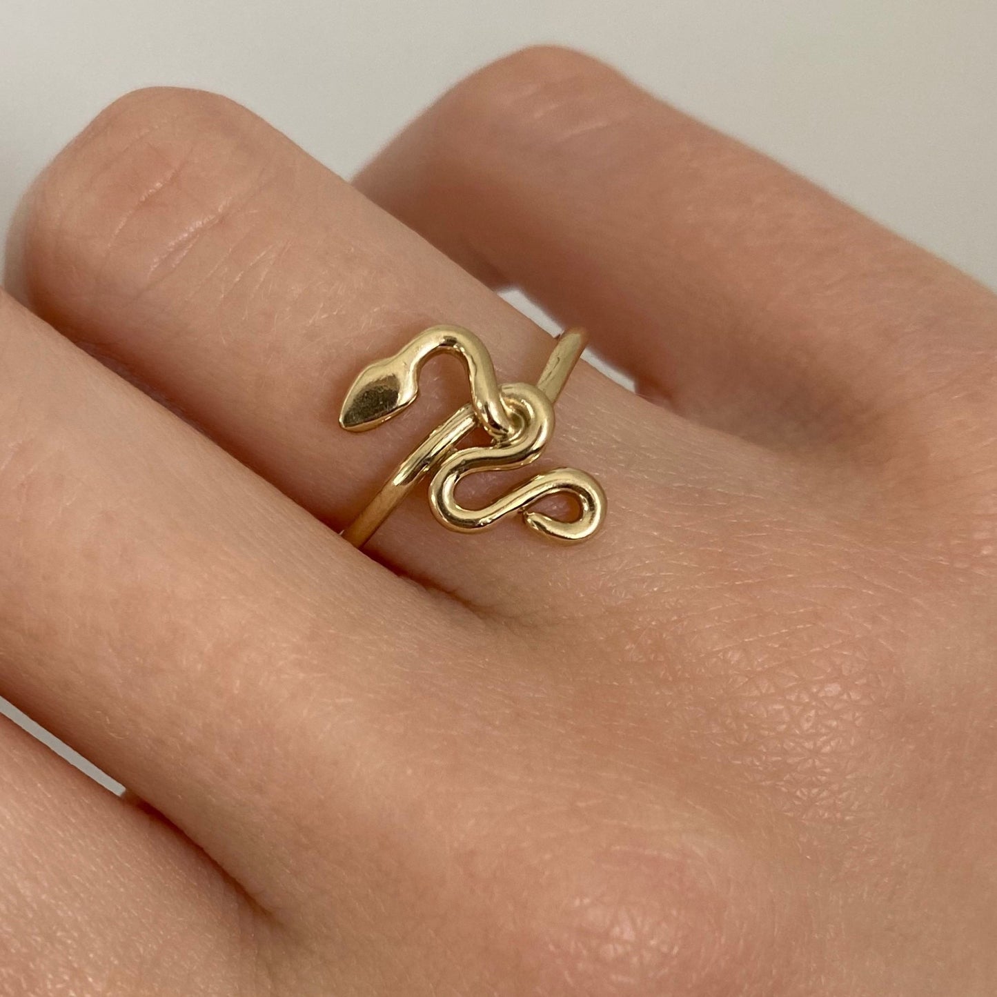 Dainty gold snake ring
