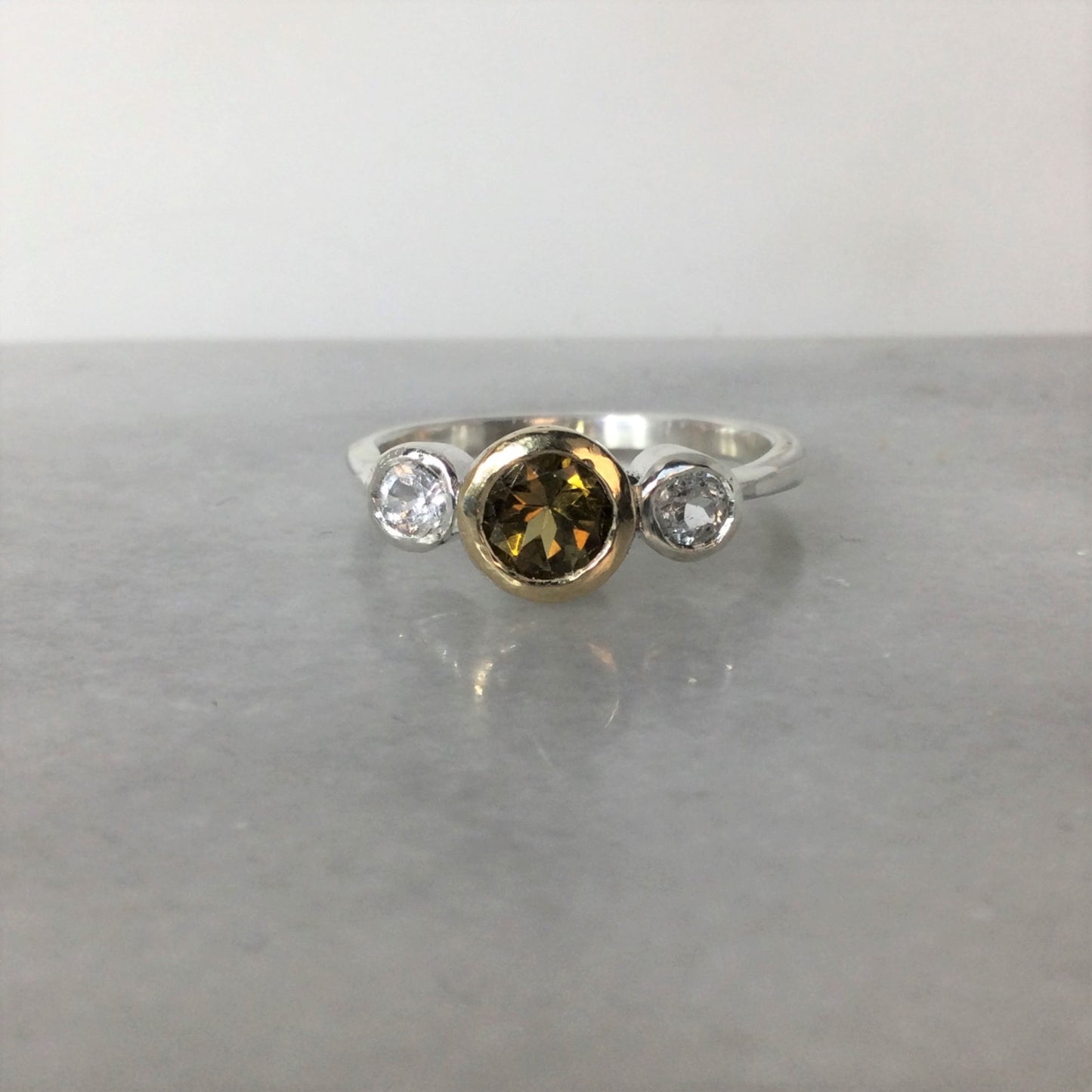Gold tourmaline cluster ring