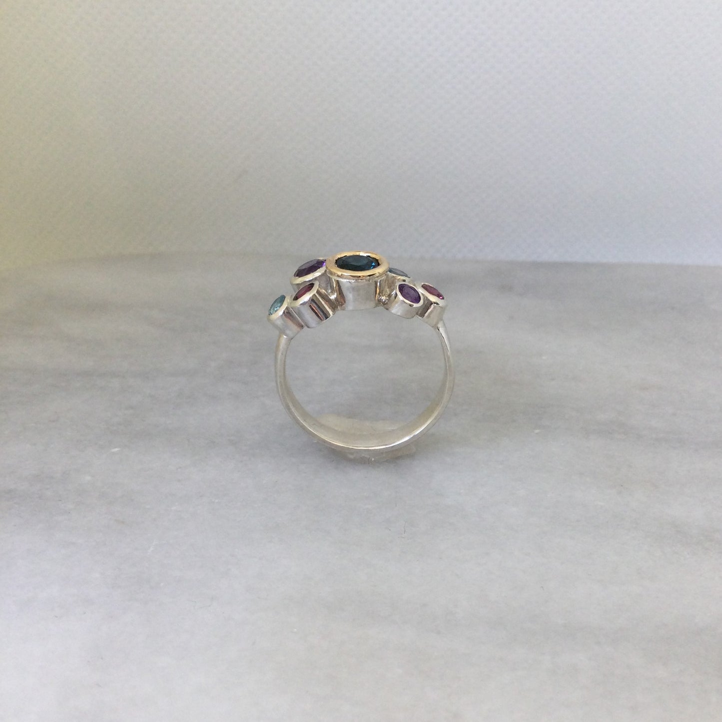 london blue topaz cluster ring side view