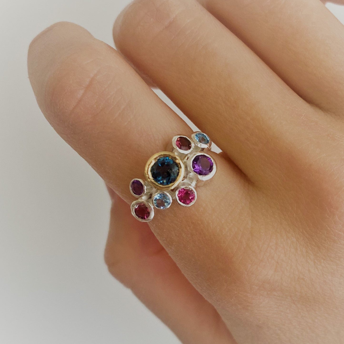 London blue topaz cluster ring