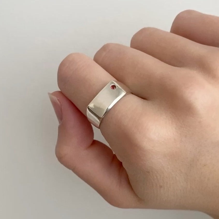 Zeus Ring | Silver sapphire signet ring - UK/AU Size P