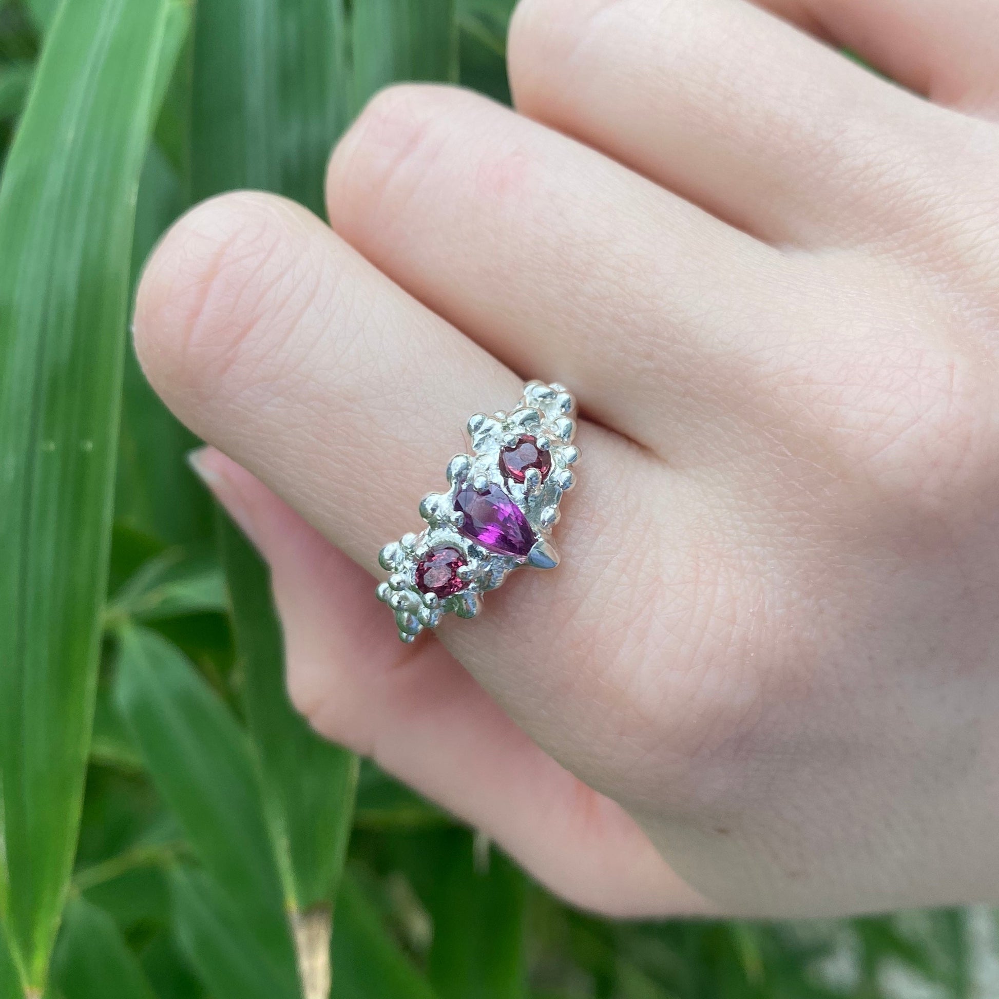 Mermaid tiara ring shown on model