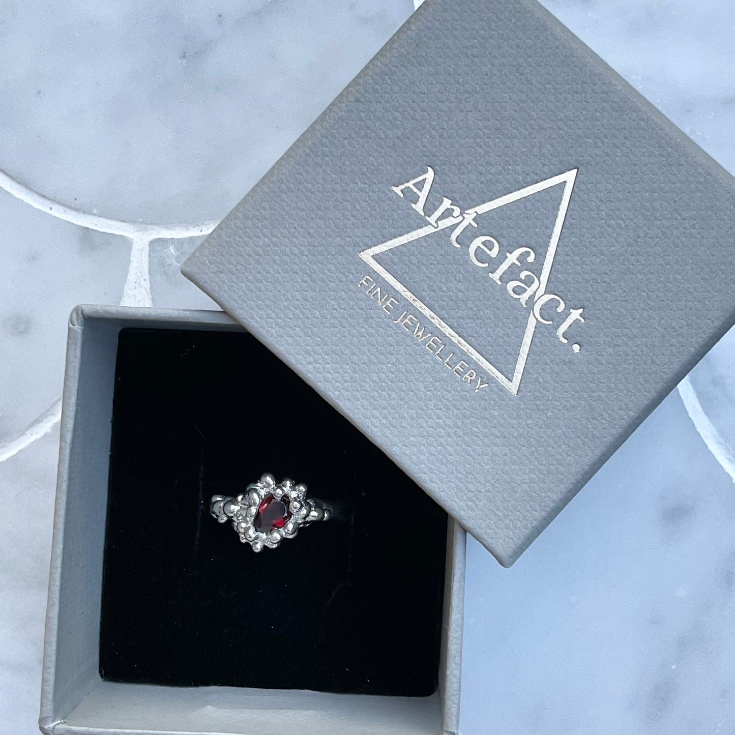 Pear shaped garnet | Molten Fire ring UK/AU Size M