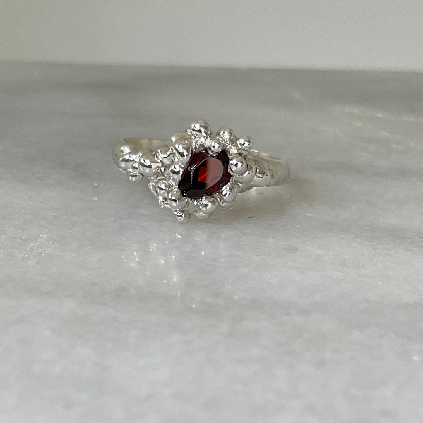 Pear shaped garnet | Molten Fire ring UK/AU Size M