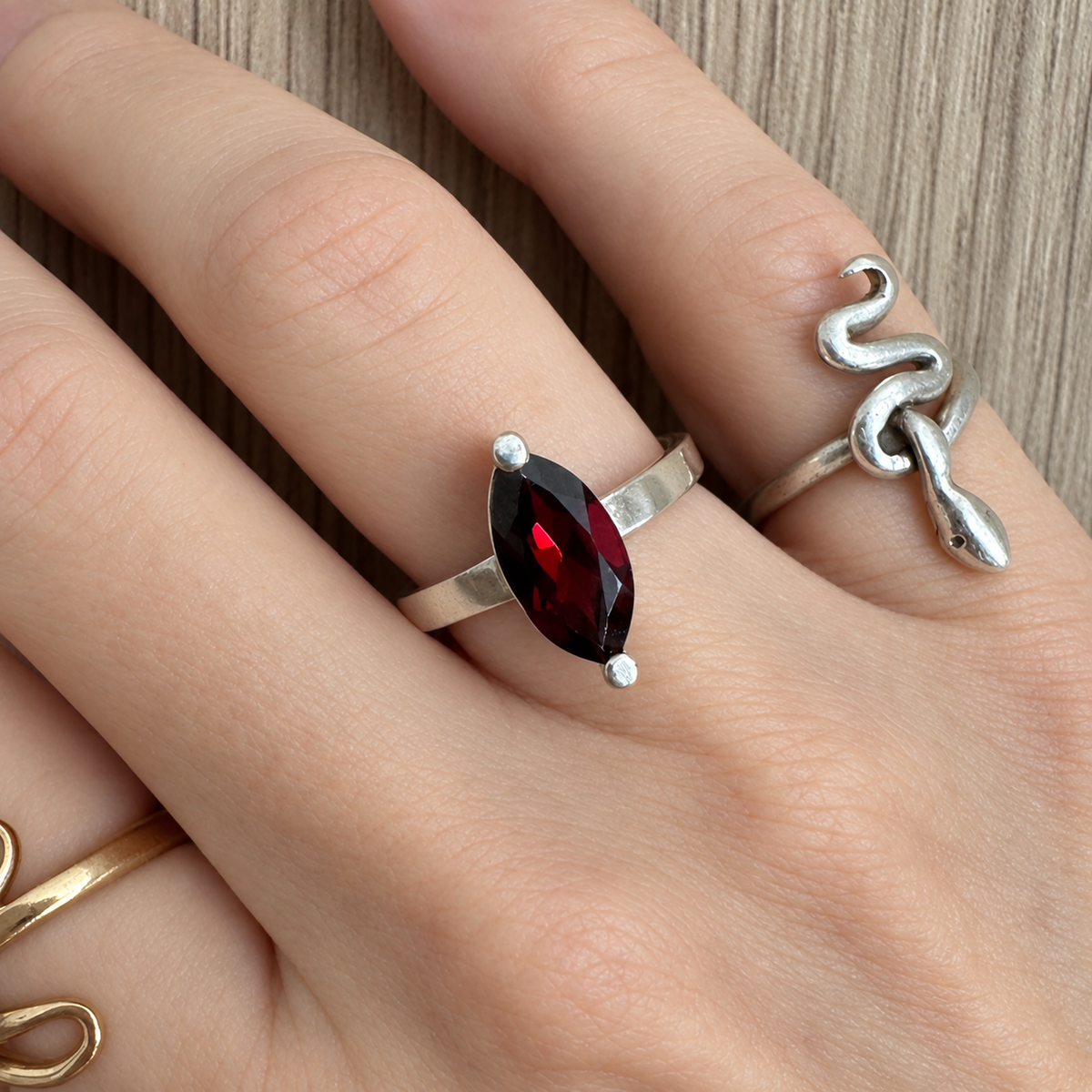 Suzy Ring | Red Marquise Garnet - UK/AU Size O