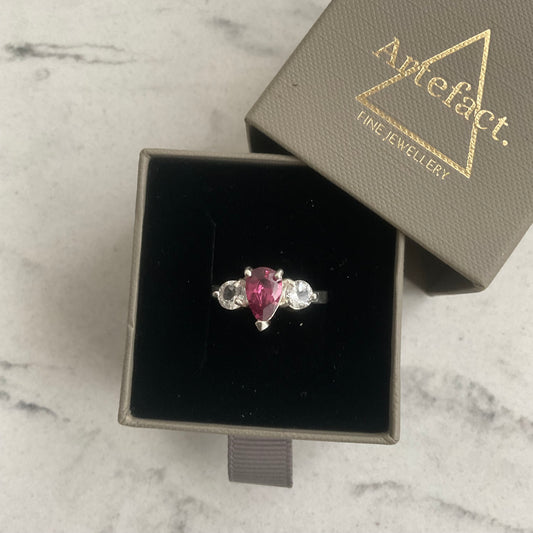 Custom Elizabeth Ring | Pink Garnet & White Topaz