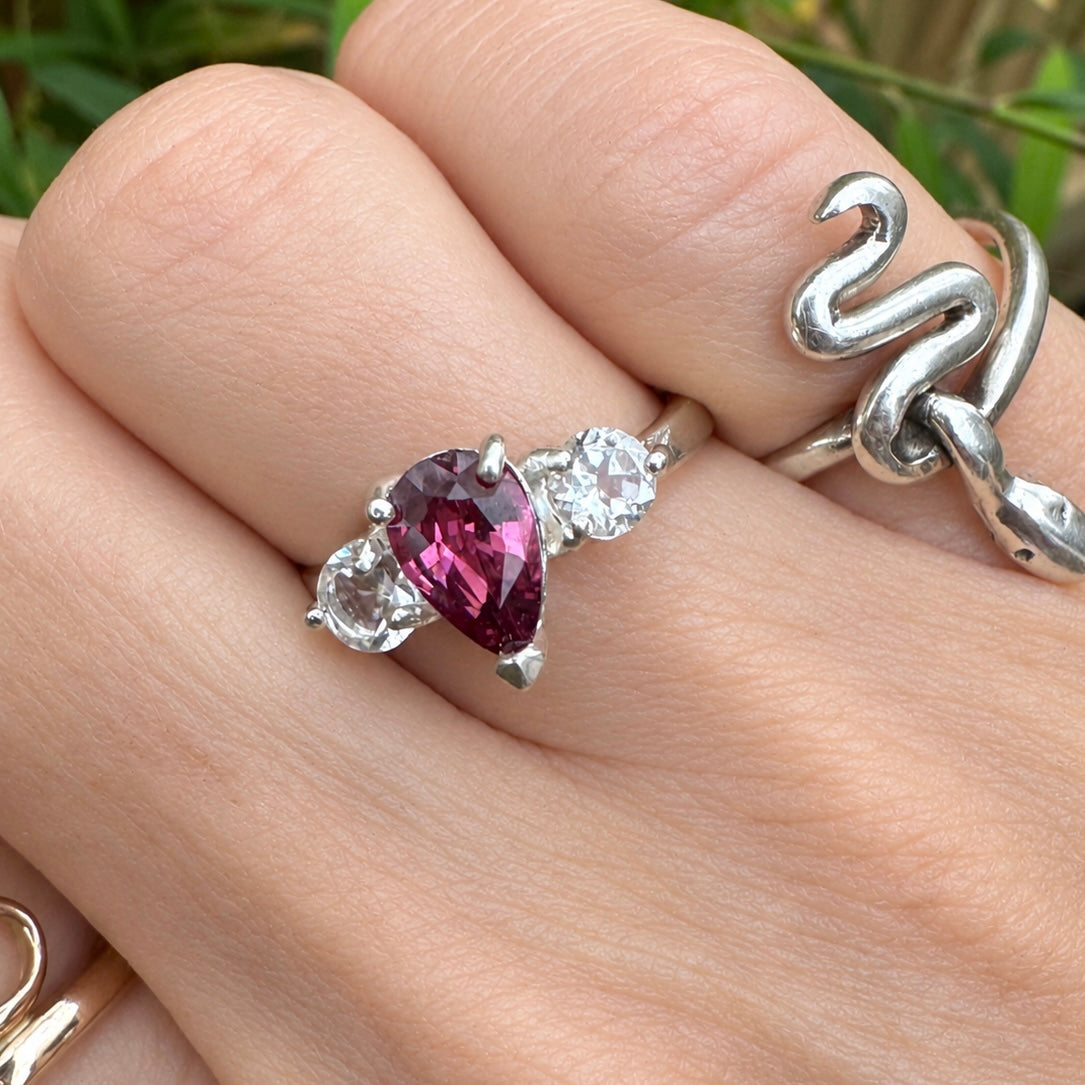 Custom Elizabeth Ring | Pink Garnet & White Topaz