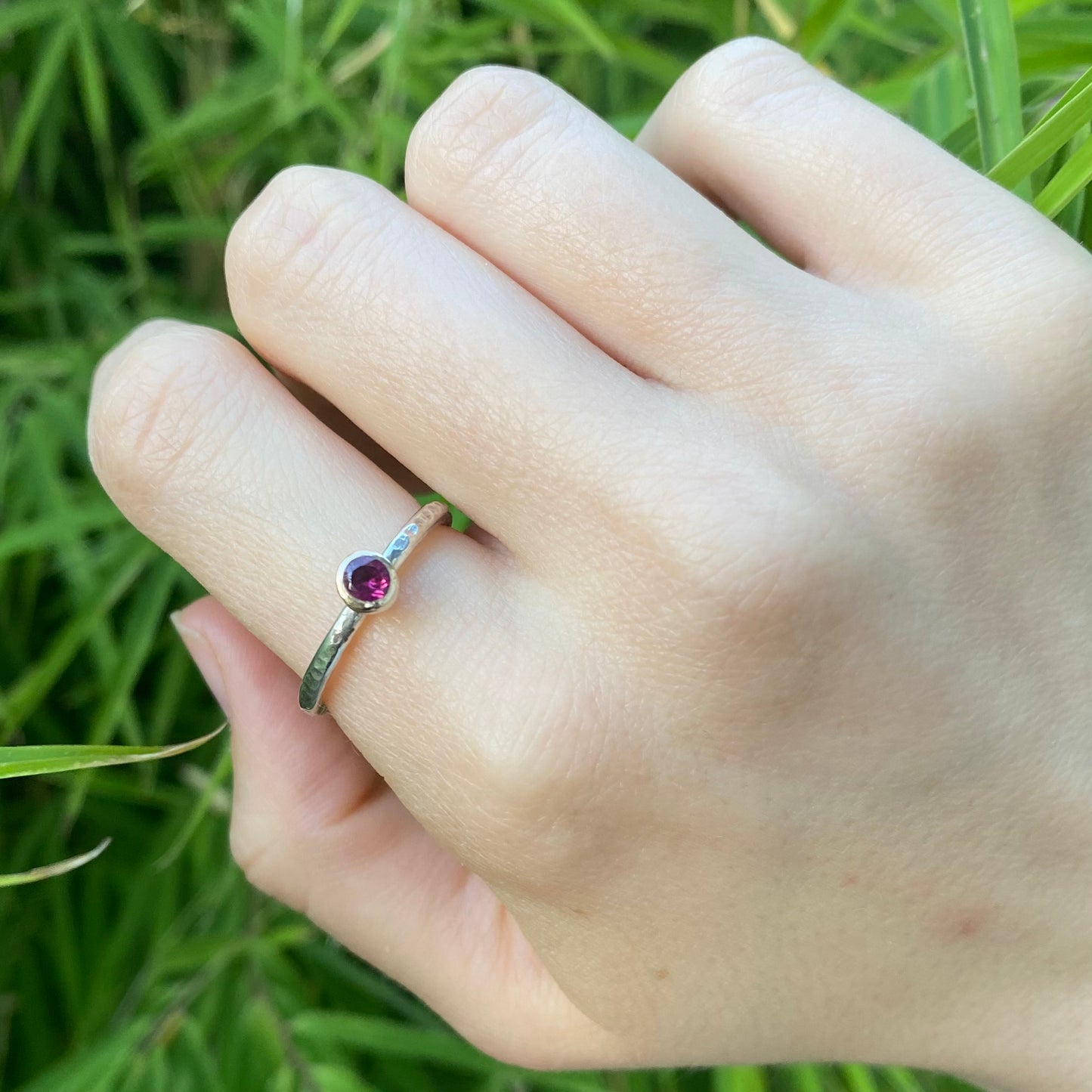 Pink garnet ring