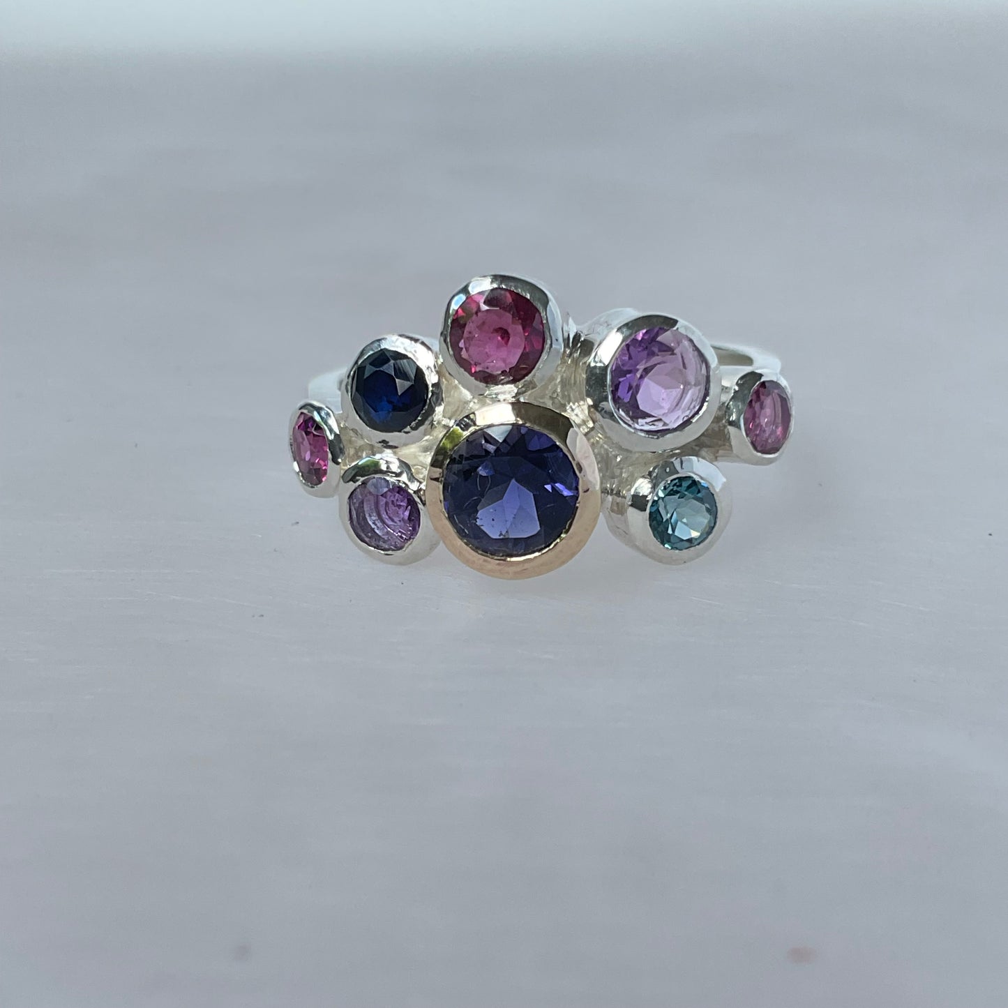 Berry Antheia Ring | Iolite, Amethyst & Pink Garnet with 9ct Gold