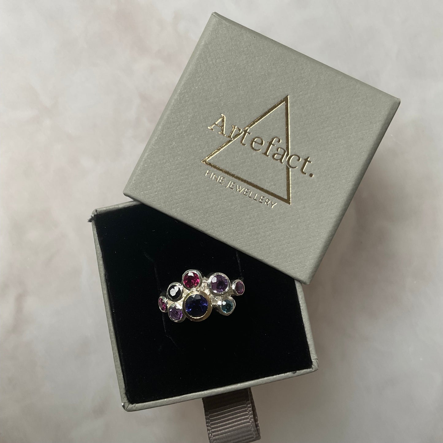 Berry Antheia Ring | Iolite, Amethyst & Pink Garnet with 9ct Gold