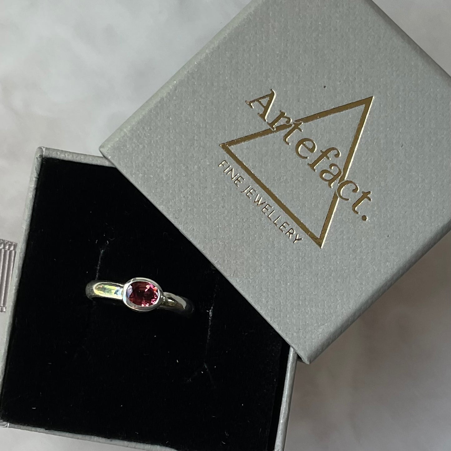 Cosmo ring | Pink or Red Oval Garnet Size K