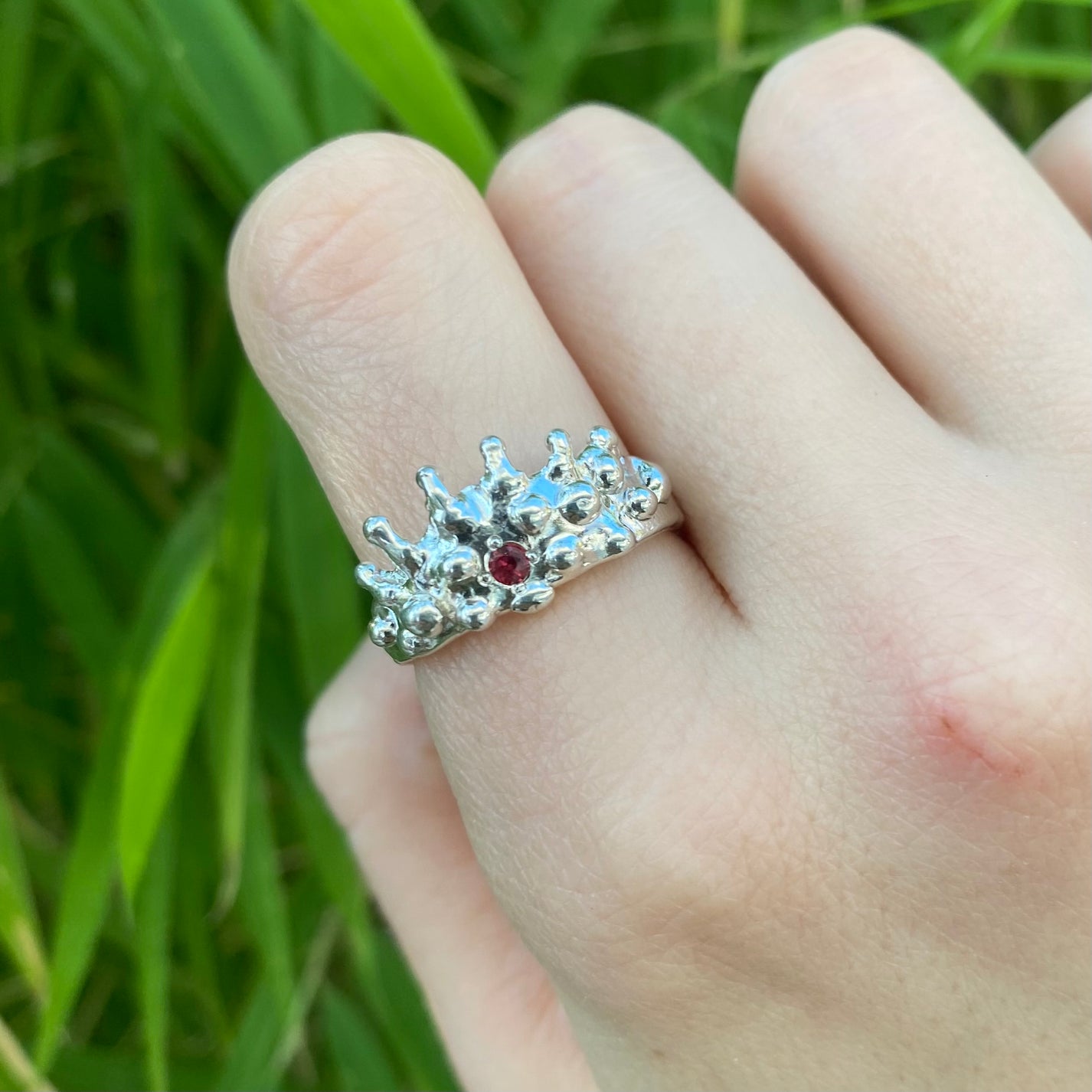 Sapphire Crown Ring - Real Sapphire - adjustable