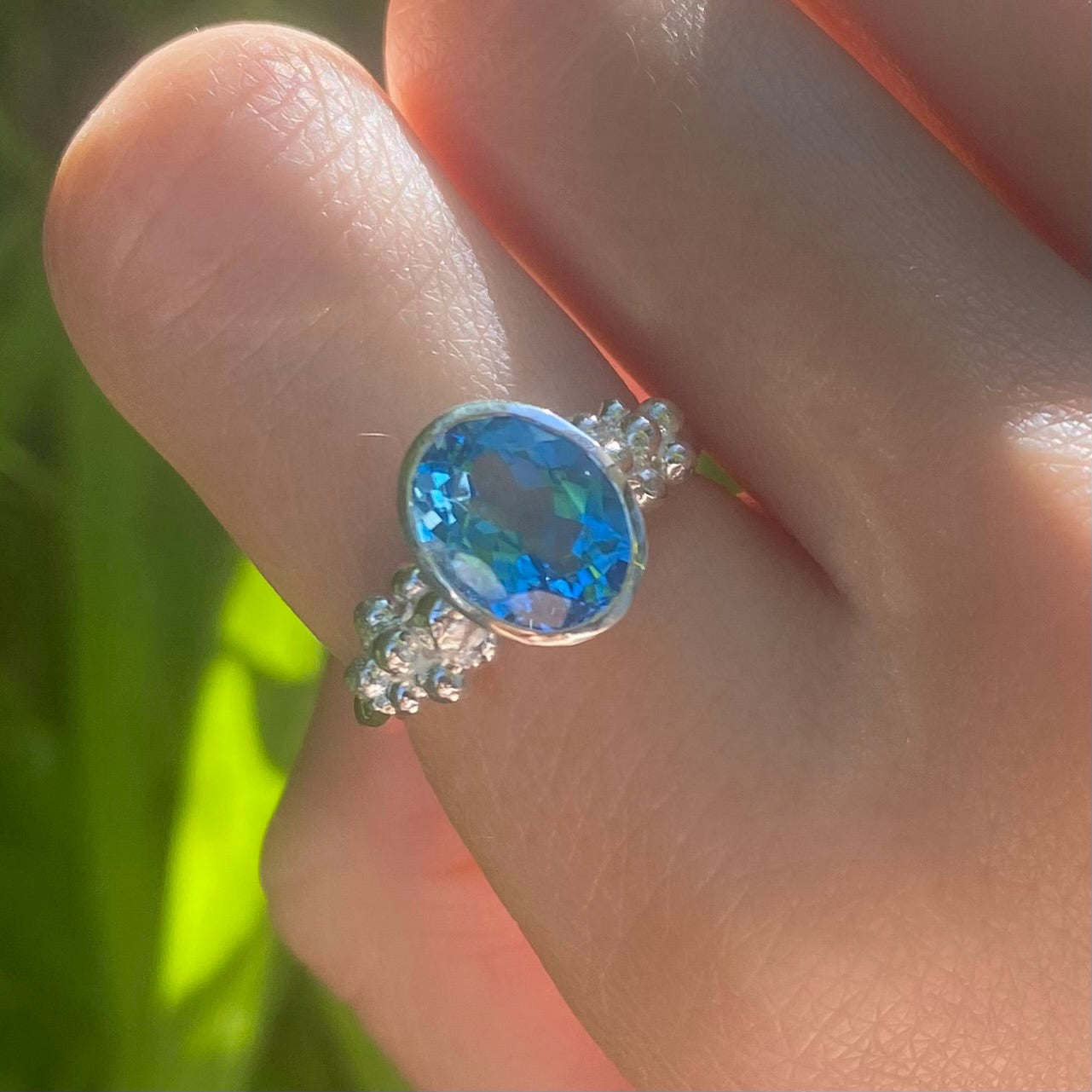 Thira Ring | Swiss blue topaz Size M1/2