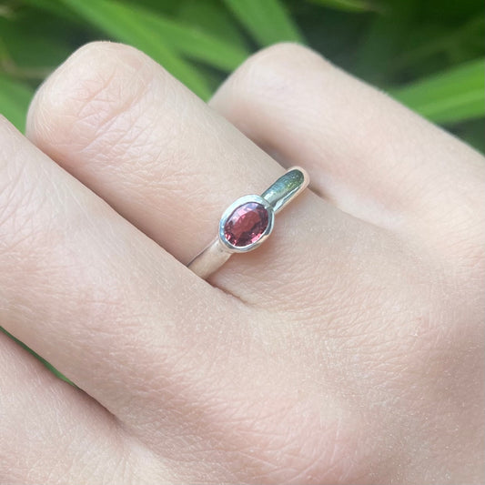 Pink garnet ring