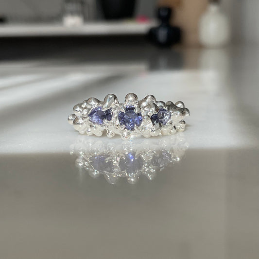 Marnie Ring| Blue Iolite Bubble Ring Size O