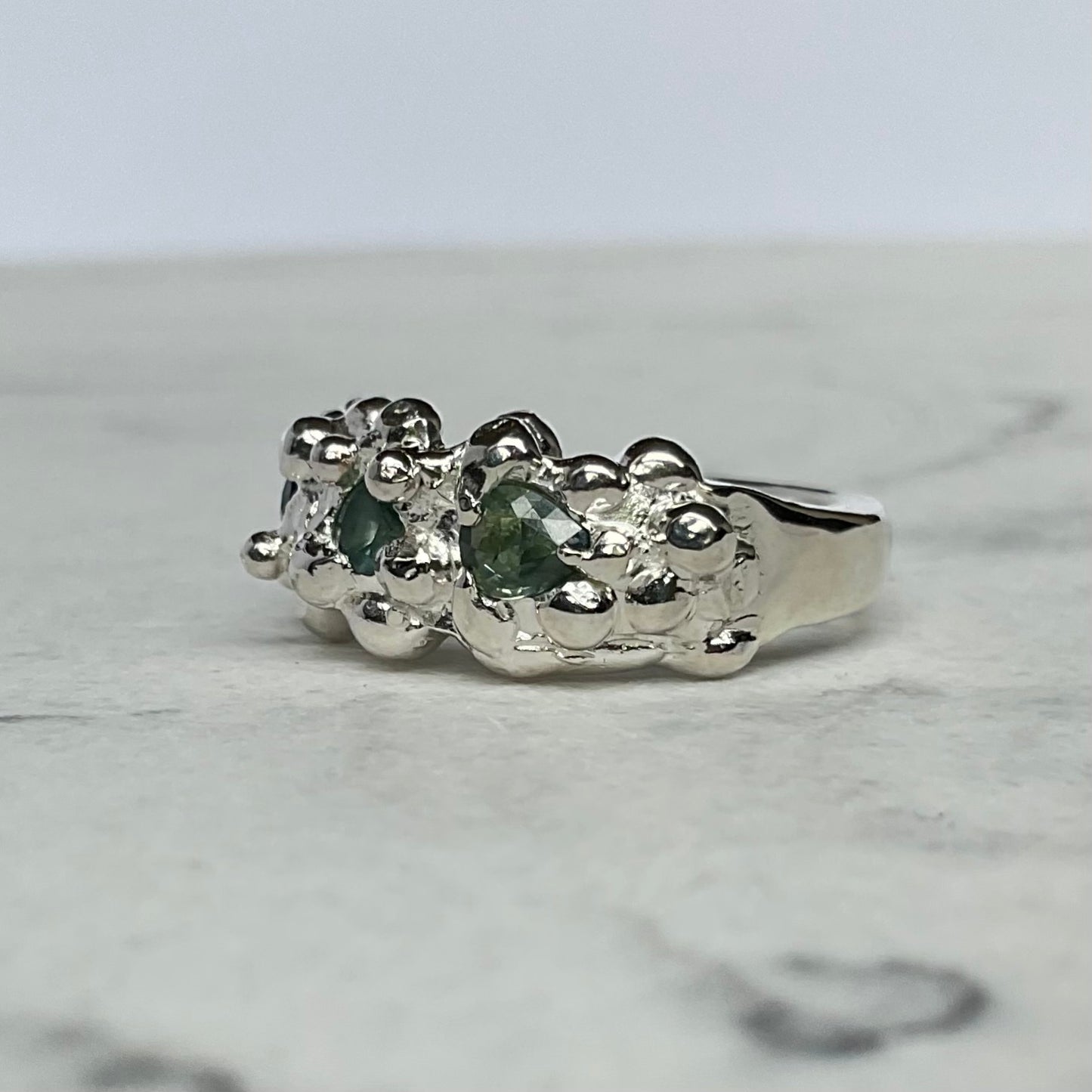 Moss | Green Sapphire Bubble Ring Size P
