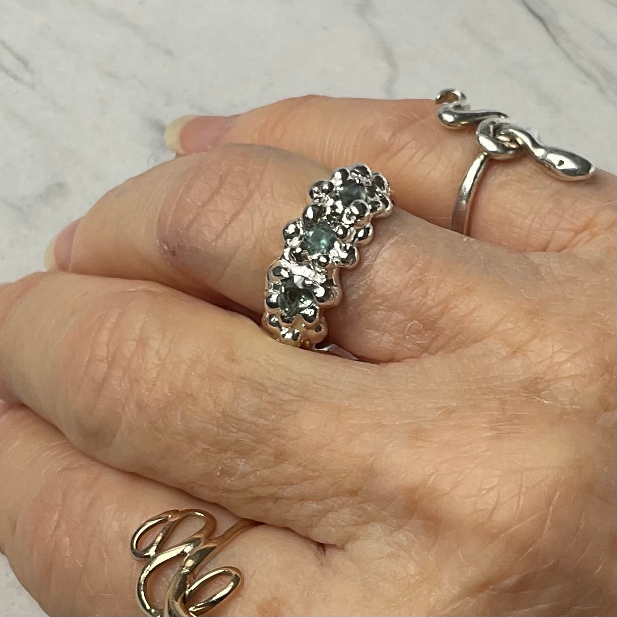 Moss | Green Sapphire Bubble Ring Size P