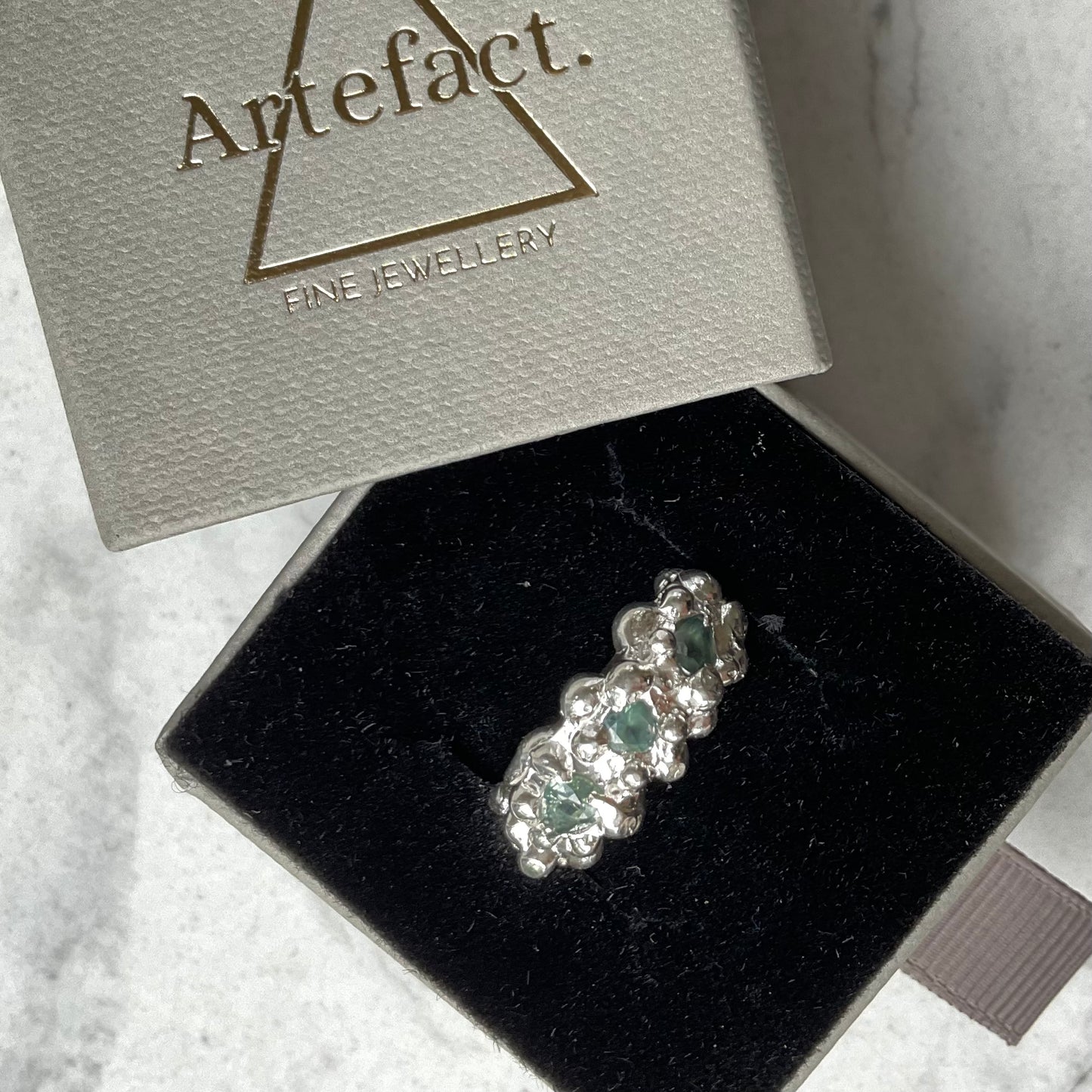 Moss | Green Sapphire Bubble Ring Size P