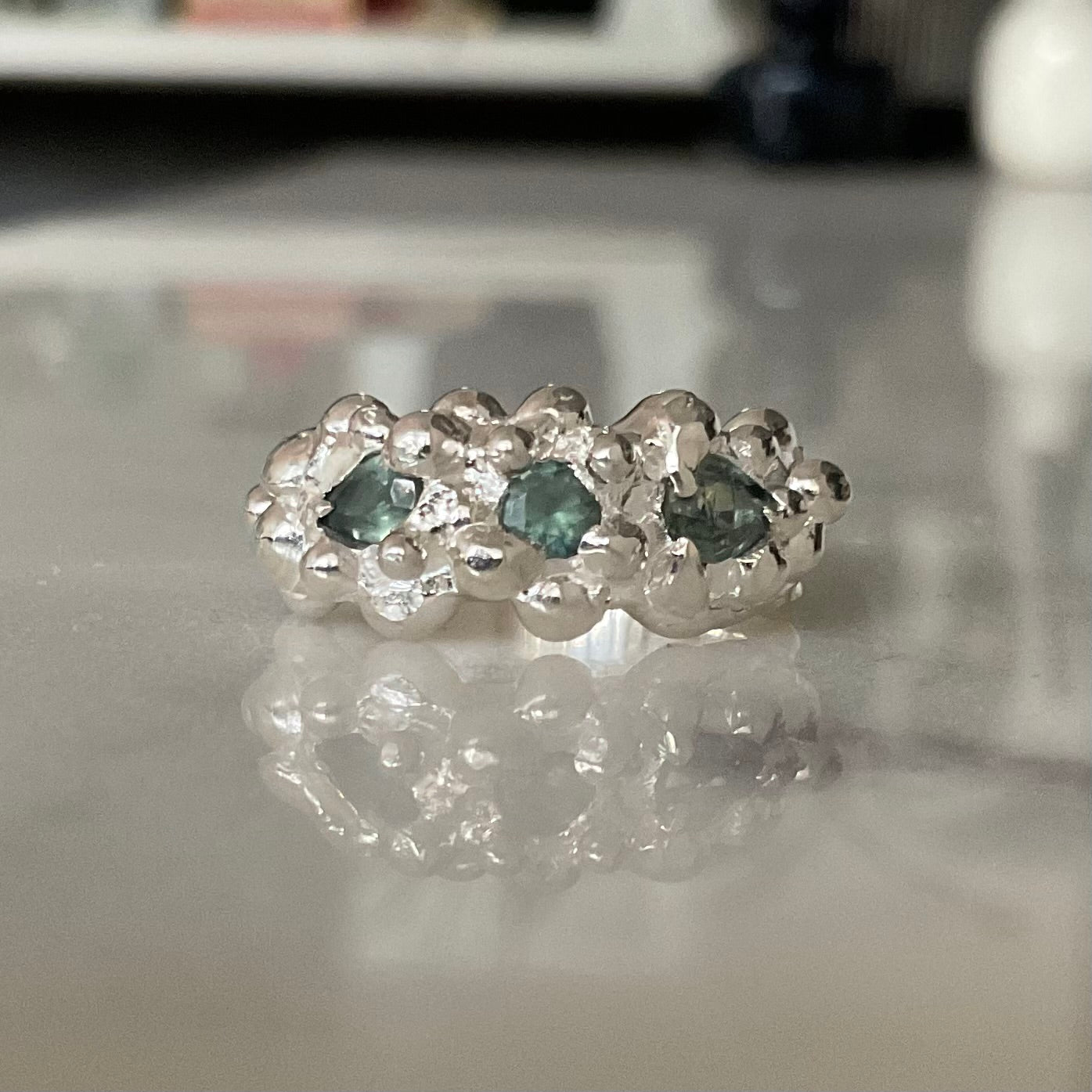 Moss | Green Sapphire Bubble Ring Size P