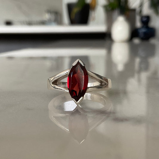 Suiko Ring | Red Marquise Garnet - UK/AU Size N