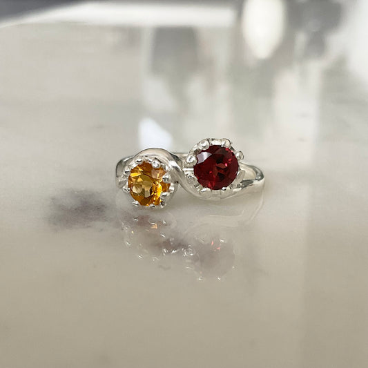 Toi et moi | Garnet Citrine Ring Size M