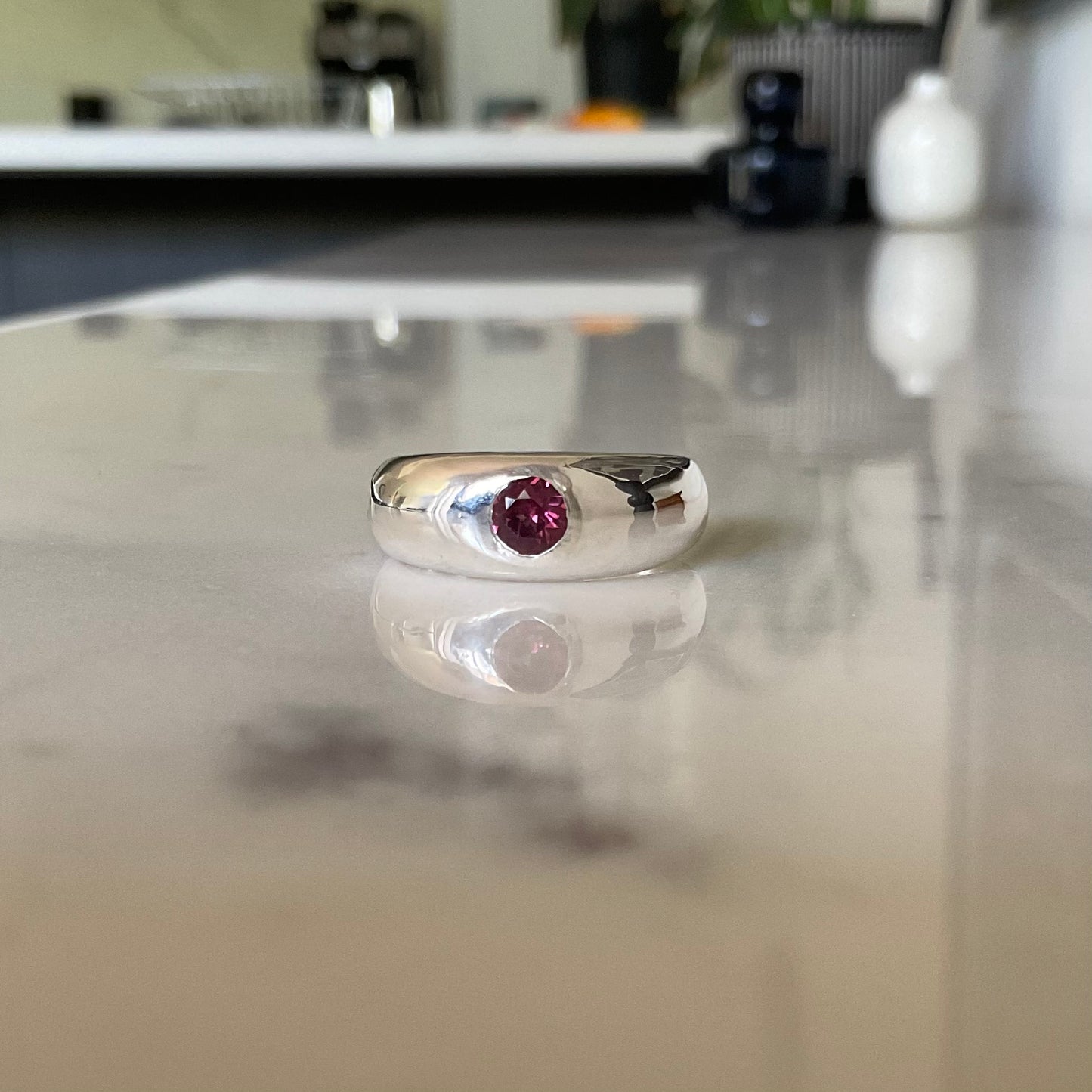 Passion Ring | Pink garnet Size O