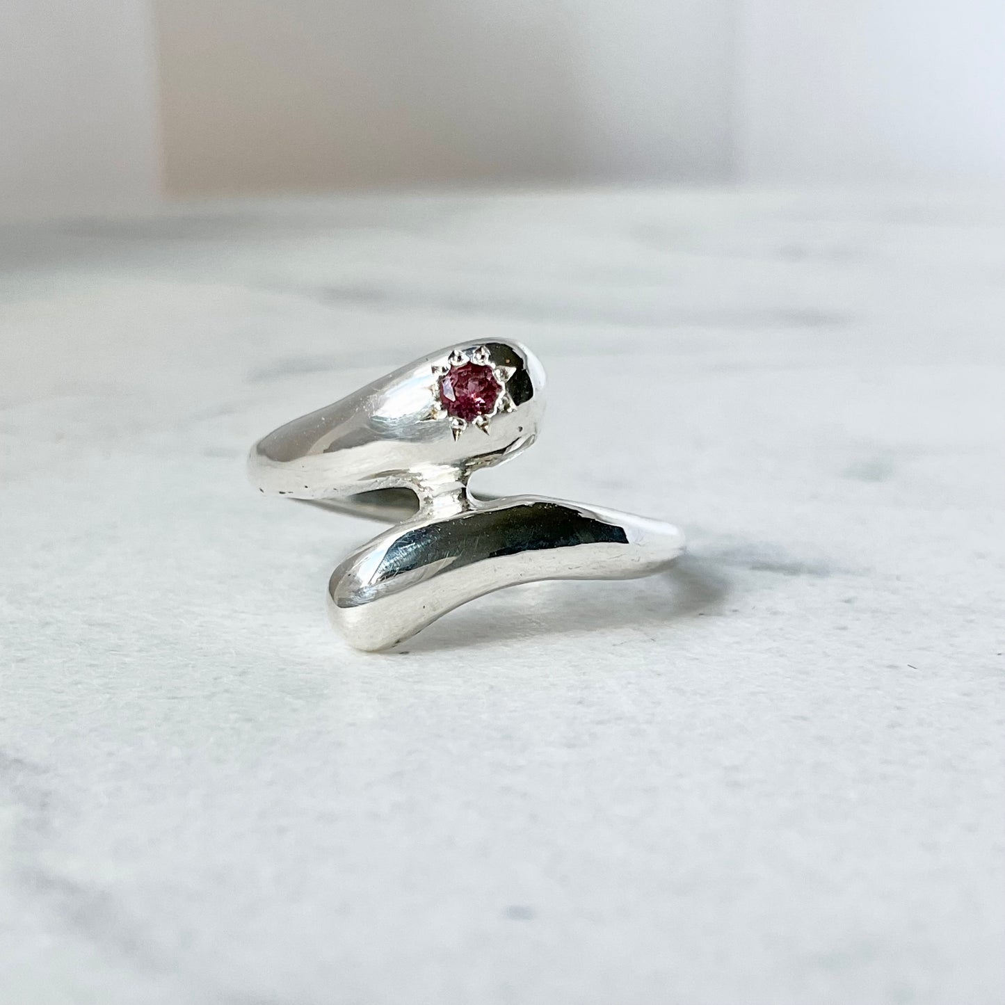 Peony ring | Pink garnet ring Size P