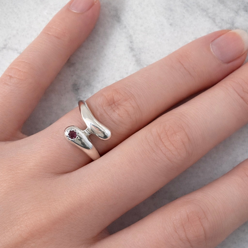 Peony ring | Pink garnet ring Size P