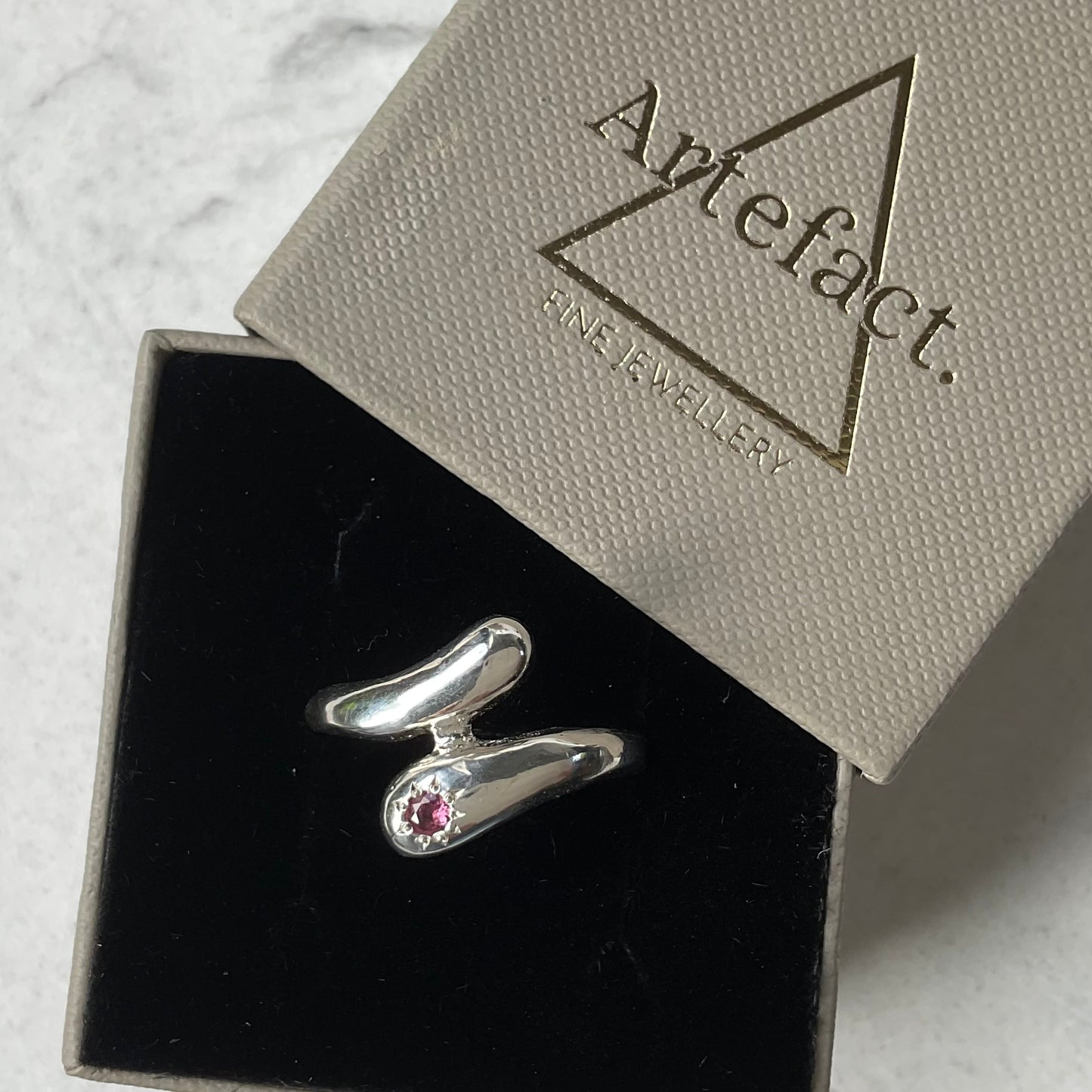 Peony ring | Pink garnet ring Size P