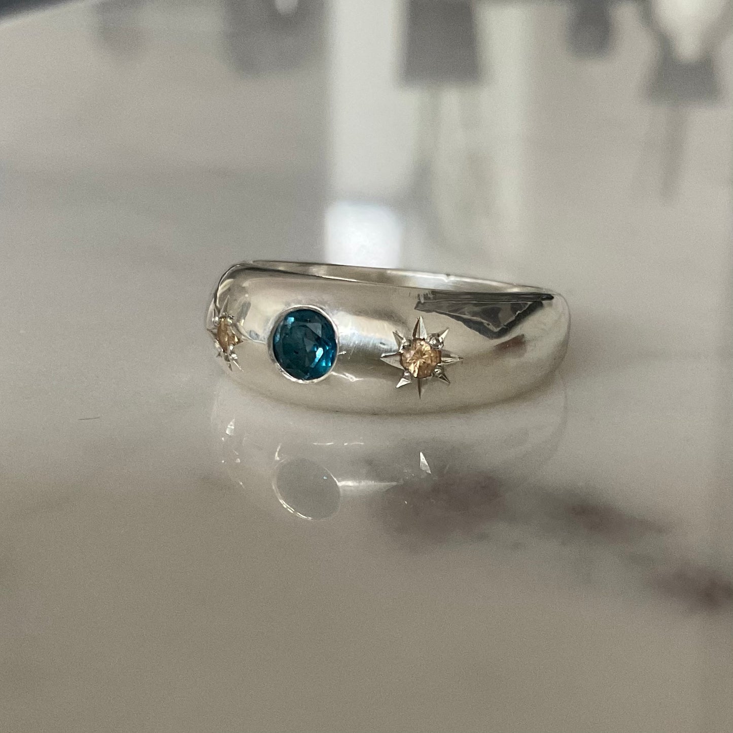 Astro ring | London blue topaz Size Q