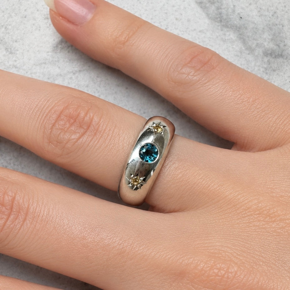Astro ring | London blue topaz Size Q