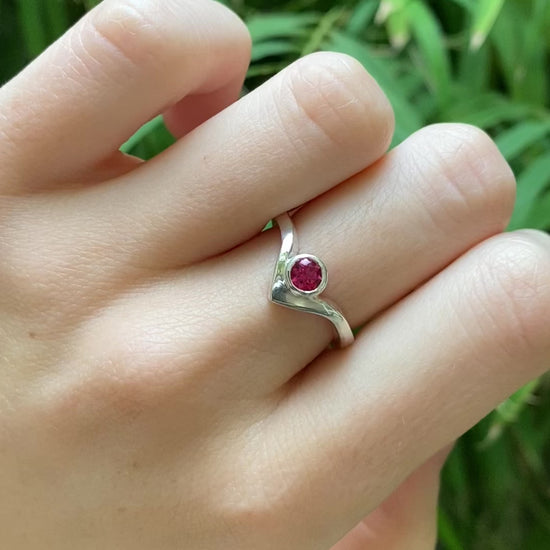 Chevron pink topaz ring