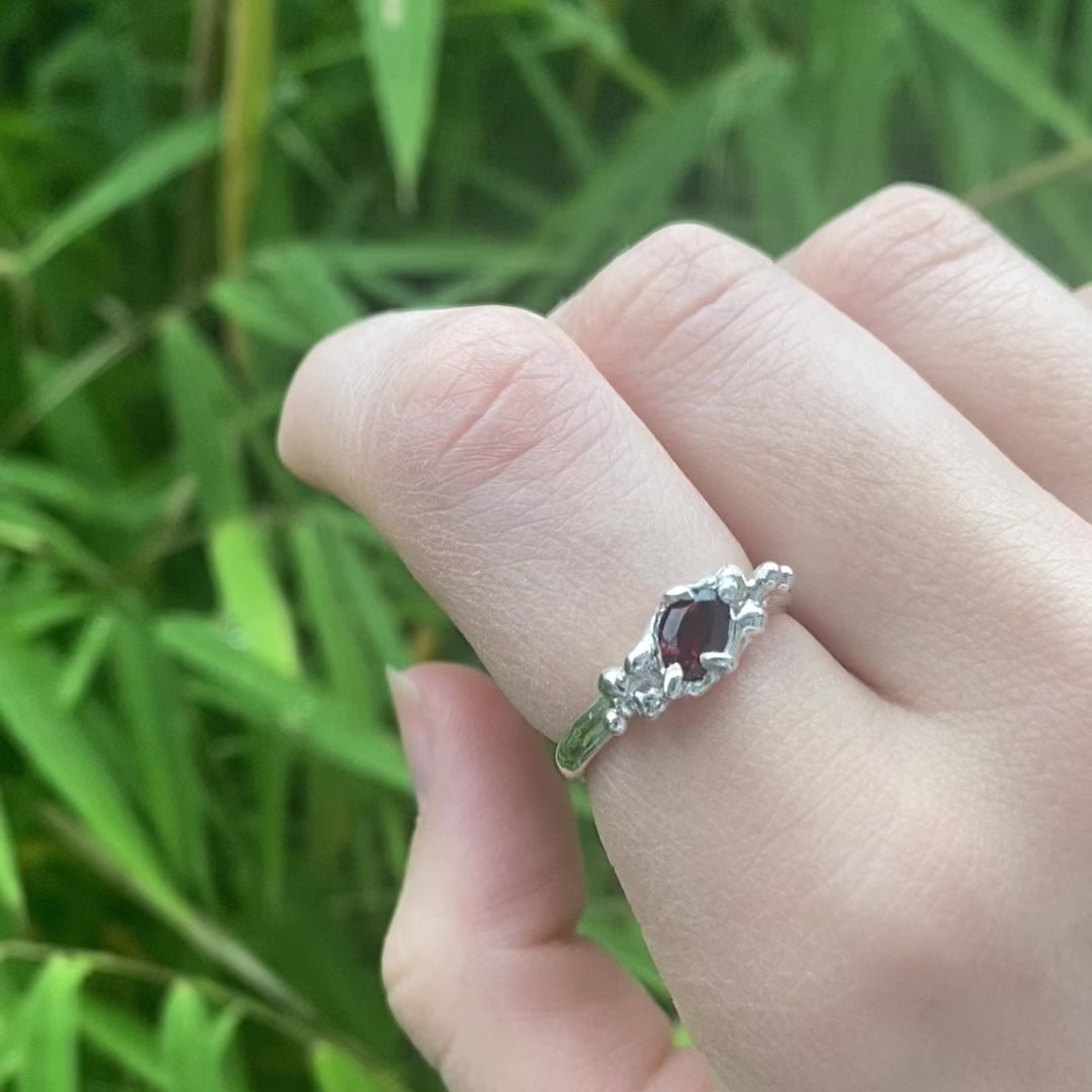 Sterling silver garnet ring